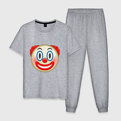 Пижама хлопковая мужская Эмодзи Клоун, цвет: меланж