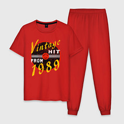 Пижама хлопковая мужская Винтажный хитяра с 1989, цвет: красный