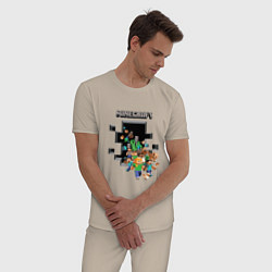 Пижама хлопковая мужская Логотип Майнкрафт, цвет: миндальный — фото 2