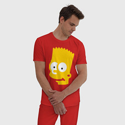 Пижама хлопковая мужская Барт Симпсон - портрет, цвет: красный — фото 2