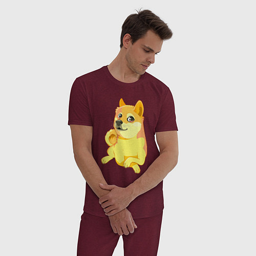 Мужская пижама Пёс Доге сидит и отдыхает / Меланж-бордовый – фото 3