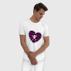 Пижама хлопковая мужская Влюбленный веселый роджер, цвет: белый — фото 2