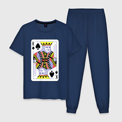Пижама хлопковая мужская Игральная карта - Король, цвет: тёмно-синий