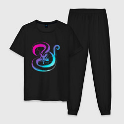 Пижама хлопковая мужская Ретро Змея, цвет: черный