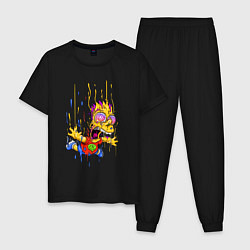 Пижама хлопковая мужская Барт Симпсон - свободное падение, цвет: черный