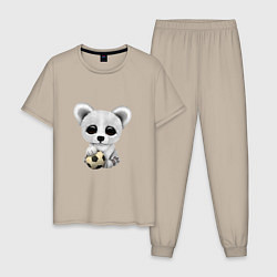 Пижама хлопковая мужская Футбол - Белый Медведь, цвет: миндальный