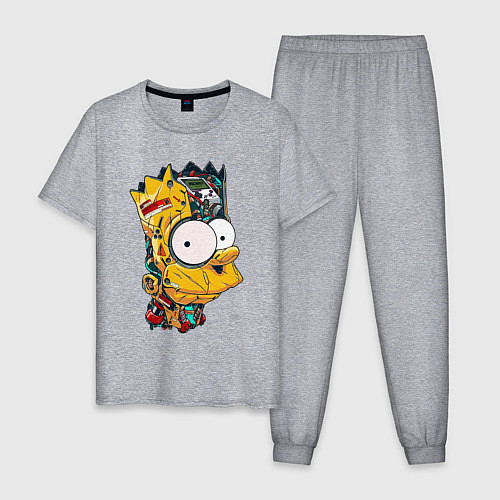 Мужская пижама Cyber-Bart - Simpsons family / Меланж – фото 1