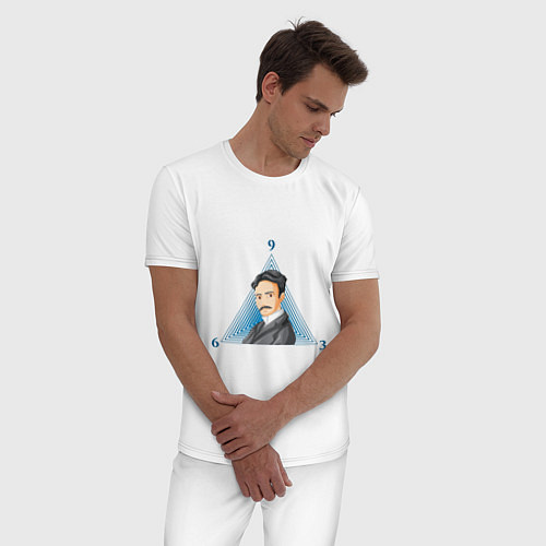 Мужская пижама Тайное число Николы Тесла / Белый – фото 3