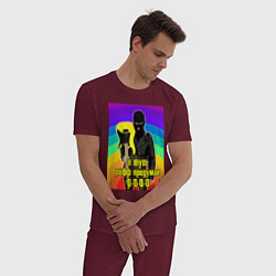 Пижама хлопковая мужская Breakdown, цвет: меланж-бордовый — фото 2