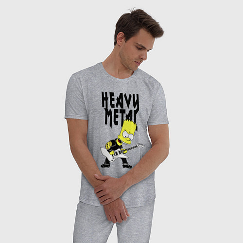 Мужская пижама Барт Симпсон - heavy metal / Меланж – фото 3