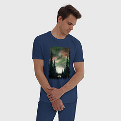 Пижама хлопковая мужская Лес кругом, цвет: тёмно-синий — фото 2