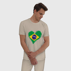Пижама хлопковая мужская Сердце - Бразилия, цвет: миндальный — фото 2