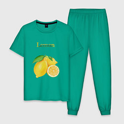 Пижама хлопковая мужская Lemon лимон, цвет: зеленый