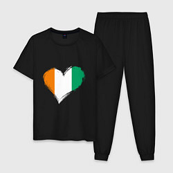 Пижама хлопковая мужская Сердце - Ирландия, цвет: черный