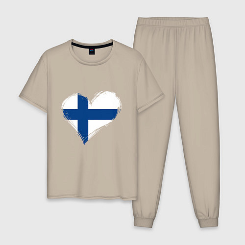 Мужская пижама Сердце - Финляндия / Миндальный – фото 1