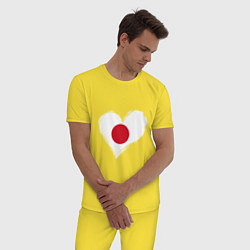 Пижама хлопковая мужская Сердце - Япония, цвет: желтый — фото 2