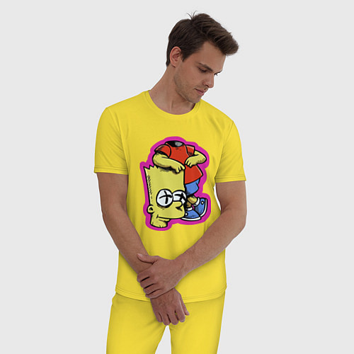 Мужская пижама Барт Симпсон облокотился на собственную голову - ш / Желтый – фото 3