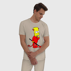 Пижама хлопковая мужская Bart Simpson - devil, цвет: миндальный — фото 2