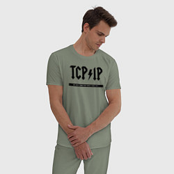 Пижама хлопковая мужская TCPIP Connecting people since 1972, цвет: авокадо — фото 2