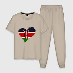 Пижама хлопковая мужская Сердце - Кения, цвет: миндальный