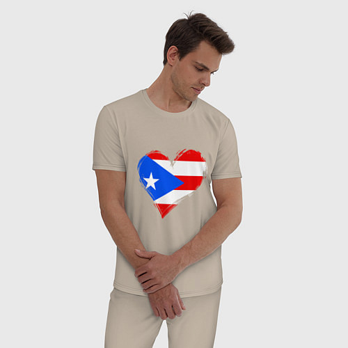 Мужская пижама Сердце - Пуэрто-Рико / Миндальный – фото 3