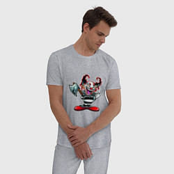Пижама хлопковая мужская Злой клоун с топором, цвет: меланж — фото 2