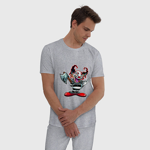 Мужская пижама Злой клоун с топором / Меланж – фото 3
