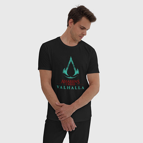 Мужская пижама Assassins Creed Valhalla - logo / Черный – фото 3