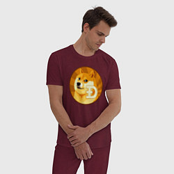 Пижама хлопковая мужская Монета пёсика Доге, цвет: меланж-бордовый — фото 2