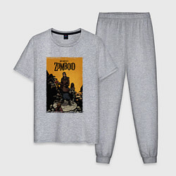 Пижама хлопковая мужская В окружении - Project Zomboid, цвет: меланж