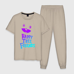 Пижама хлопковая мужская Happy Three Friends - NEON, цвет: миндальный