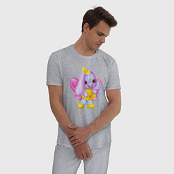 Пижама хлопковая мужская Фиолетовый зайчик с крылашками, цвет: меланж — фото 2