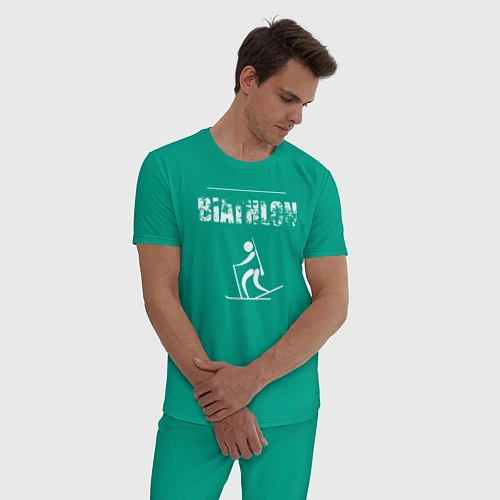 Мужская пижама Биатлон значок / Зеленый – фото 3