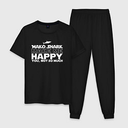 Пижама хлопковая мужская Акула Мако делает меня счастливым, а ты не очень, цвет: черный