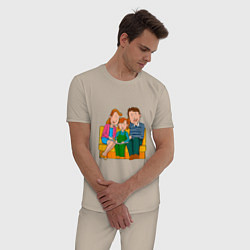 Пижама хлопковая мужская Семья просматривает фотоальбом, цвет: миндальный — фото 2
