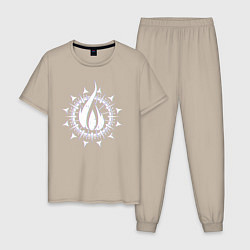 Пижама хлопковая мужская In flames - logo neon, цвет: миндальный