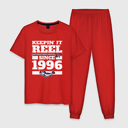 Пижама хлопковая мужская Держу катушку с 1996 года, цвет: красный