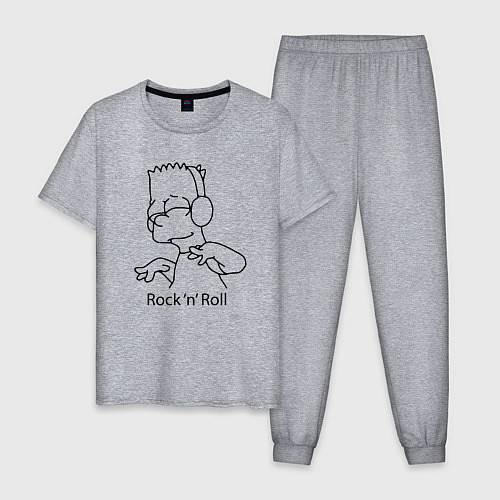Мужская пижама Bart Simpson - Rock n Roll / Меланж – фото 1