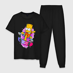 Мужская пижама Барт Симпсон на скейтборде - Eat my shorts!