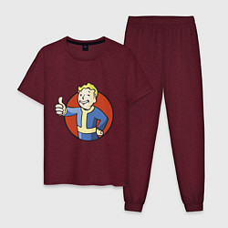 Пижама хлопковая мужская Vault boy like, цвет: меланж-бордовый