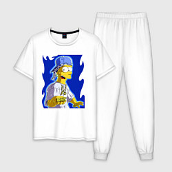 Пижама хлопковая мужская Крутой Барт Симпсон - Dude, цвет: белый