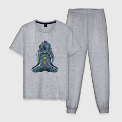 Пижама хлопковая мужская Йога - чакры по цветам, цвет: меланж