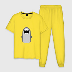 Пижама хлопковая мужская Мультяшная акула, цвет: желтый
