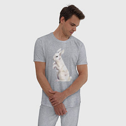 Пижама хлопковая мужская Белый милый кролик, цвет: меланж — фото 2