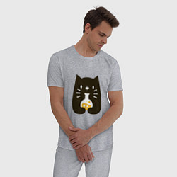 Пижама хлопковая мужская Котик - Химик, цвет: меланж — фото 2