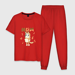 Пижама хлопковая мужская Doggy Mom, цвет: красный