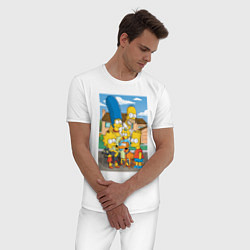 Пижама хлопковая мужская Фото семьи Симпсонов, цвет: белый — фото 2