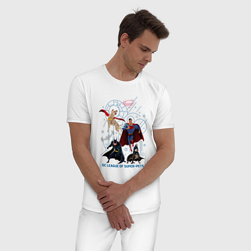 Мужская пижама Туз с Бэменом и Крипто с Суперменом DC Лига Суперп / Белый – фото 3