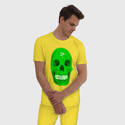 Пижама хлопковая мужская Зелёный череп со знаком вопроса, цвет: желтый — фото 2
