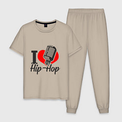 Пижама хлопковая мужская Love Hip Hop, цвет: миндальный